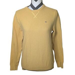 Tommy Hilfiger Mens Yellow 100% Cotton Crewneck Sweater Small Preppy